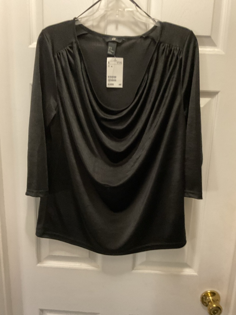 H&M Black Cowl Neck Draped Top